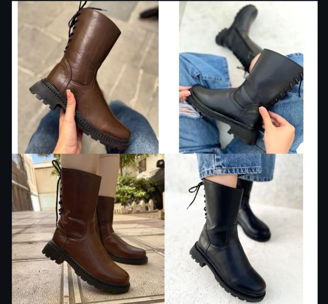 نیم بوت چرم زنانه دخترانه پشت بندی