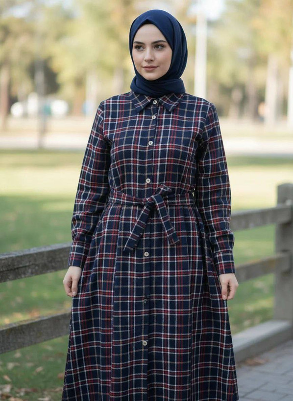 مانتو ماکسی تانیا پشمی چهارخونه زنانه دخترانه