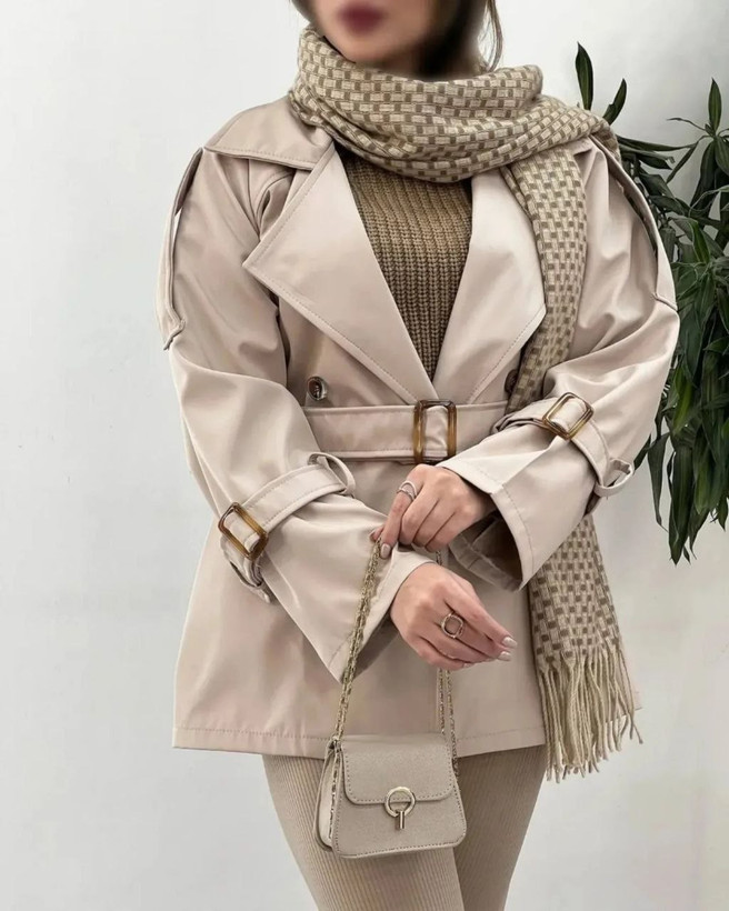 مانتو بارونی ملیکا زنانه کتان تی سی