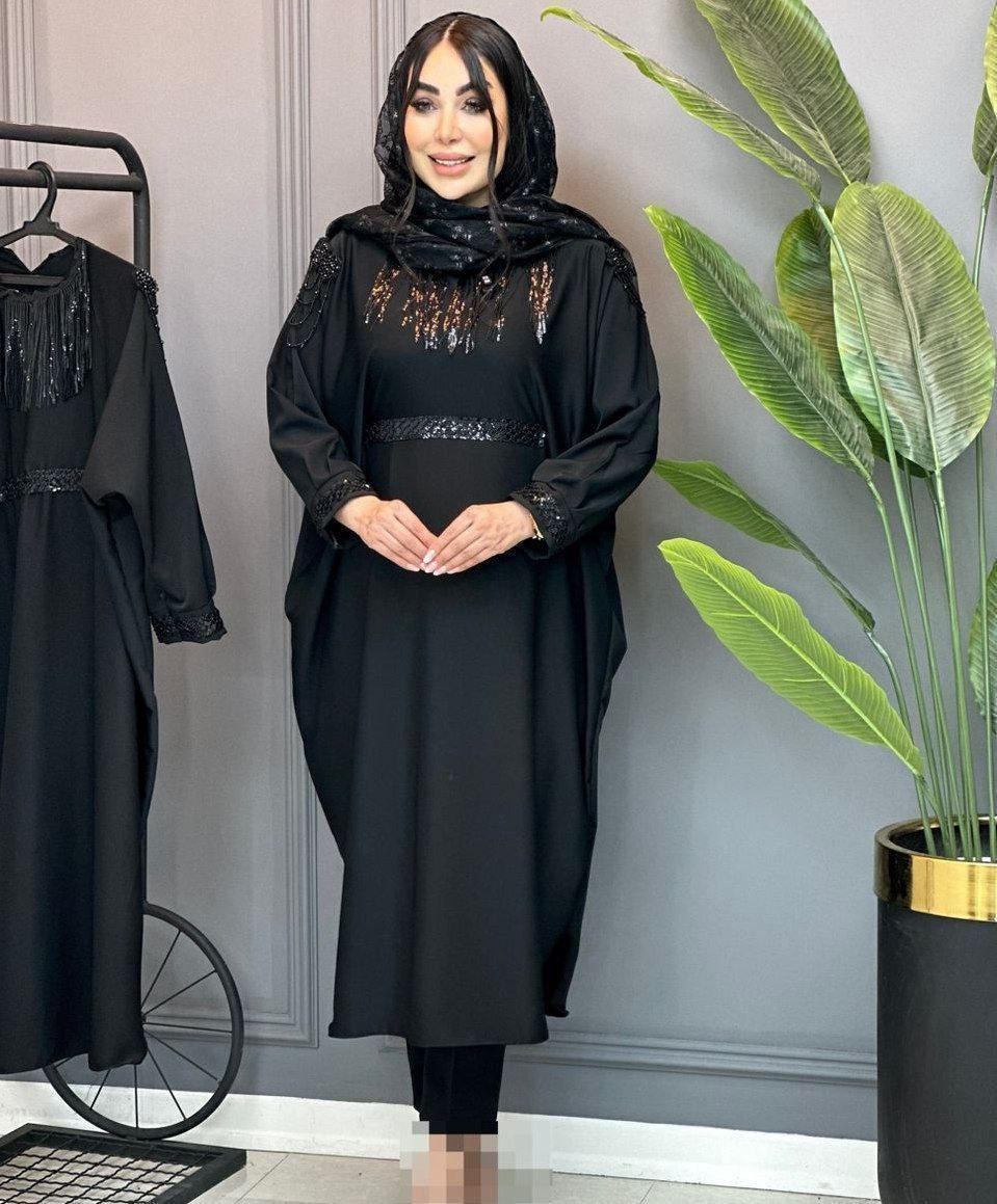 : عبایی سردوش دار مه لقا زنانه الیزه باکیفیت مشکی بند تنظیم سایز