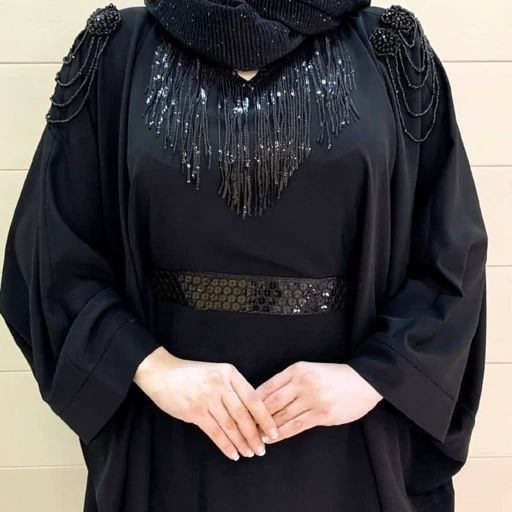 : عبایی سردوش دار مه لقا زنانه الیزه باکیفیت مشکی بند تنظیم سایز