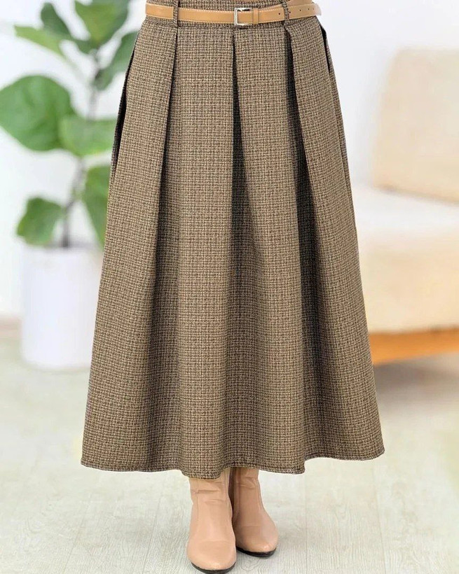 کت و دامن مدل چیکو 💞جنس : ریما 💞رنگ بندی : نسکافه ای 💞سایز ها : فری38_44 زنانه