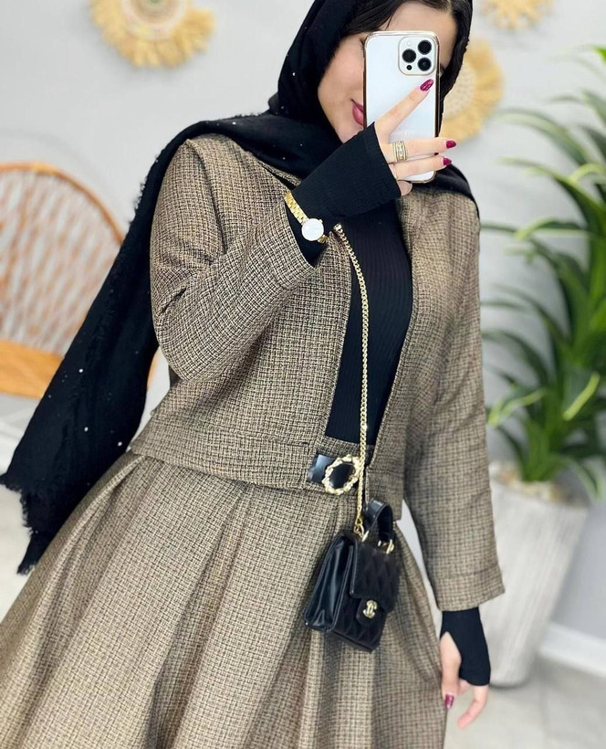 کت و دامن مدل چیکو 💞جنس : ریما 💞رنگ بندی : نسکافه ای 💞سایز ها : فری38_44 زنانه