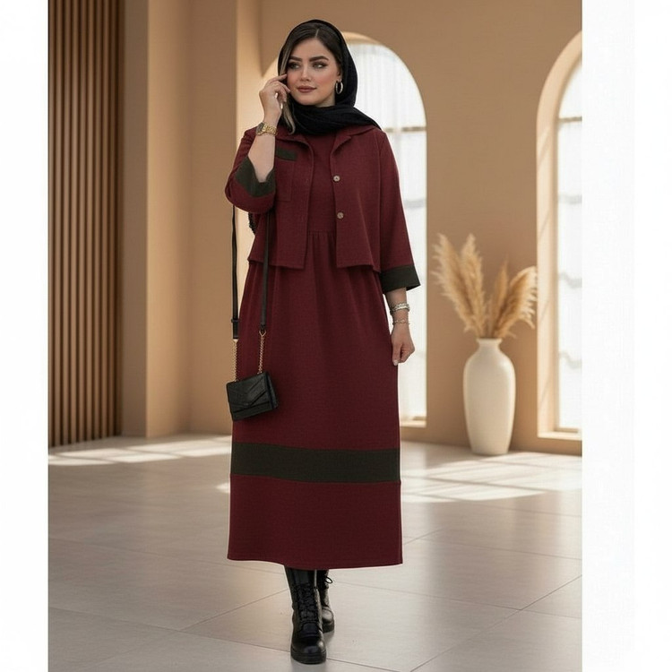 نام : کت و سارافون کژال زنانه مخمل کبریتی