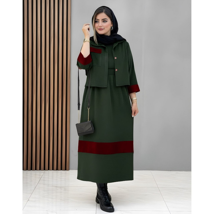 نام : کت و سارافون کژال زنانه مخمل کبریتی