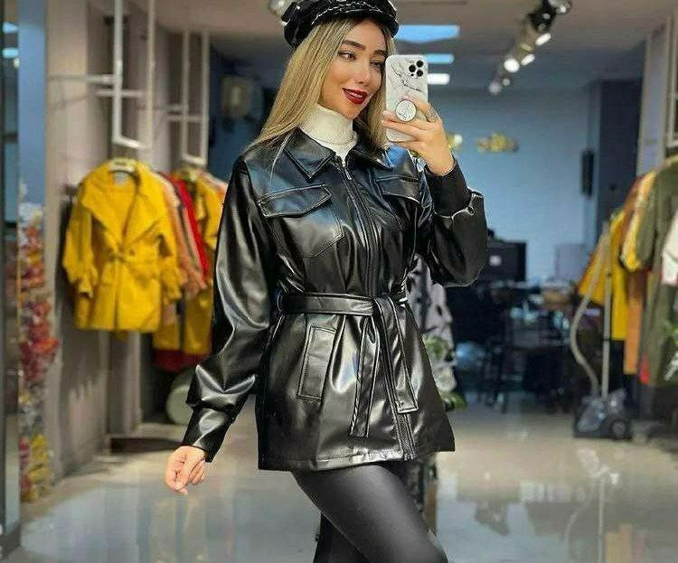 مانتو کتی(چهارجیب) چرم زنانه چرم مشکی