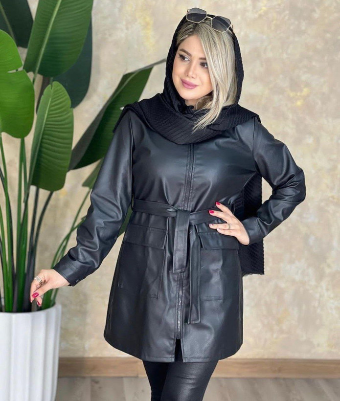 مانتو کتی(چهارجیب) چرم زنانه چرم مشکی