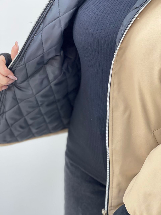 کاپشن کوتاه شیلا🍂 تی سی گرم بالا استردار پشم شیشه زنانه مردانه