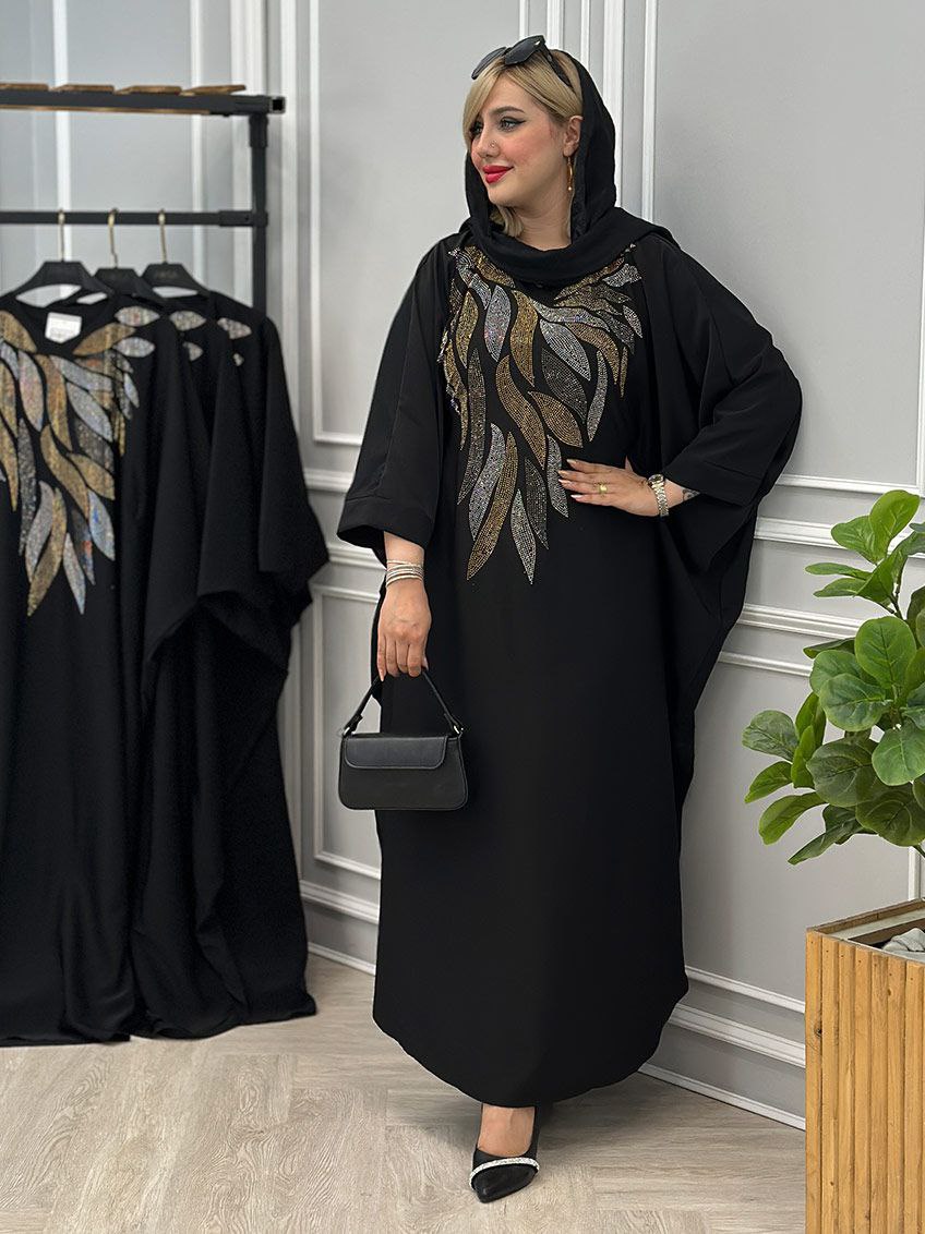 عبا برگی  🖤زنانه الیزه با کیفیت مشکی