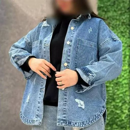شومیز جلو دکمه جین   زنانه جین اصلی ابی