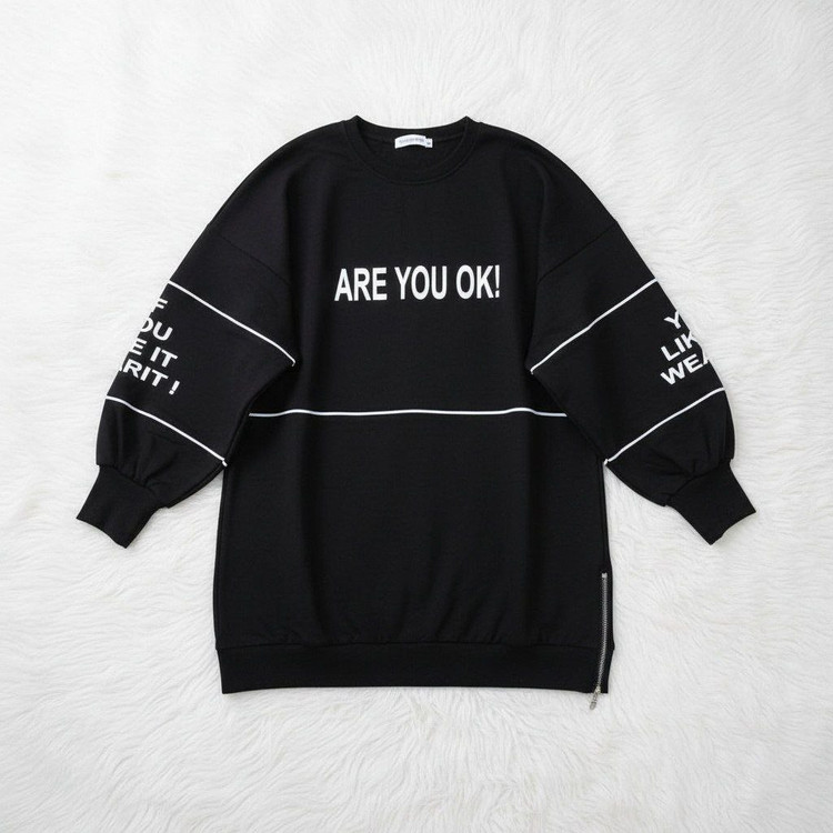 بلوز شبرنگ اسپرت (are you ok) زنانه مردانه گلکسی پنبه باکیفیت مشکی