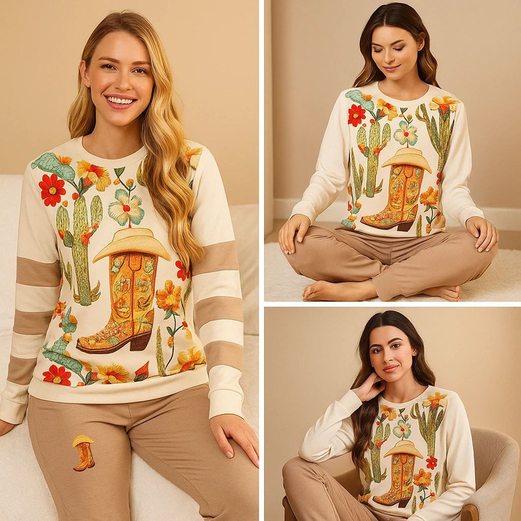 ست بلوز شلوار کاکتوس ۲ 👚جنس : دورس لطیف تک رنگ فری سایز