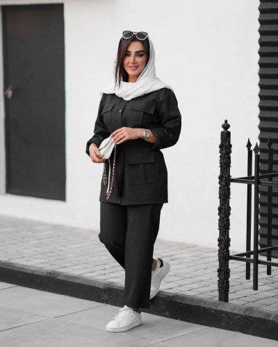 مانتو شلوار هما ❣جنس : پرشین مکانیک ❣رنگ بندی : مشکی.طوسی,سورمه ای ❣سایز ها : فری 36تا46 زنانه