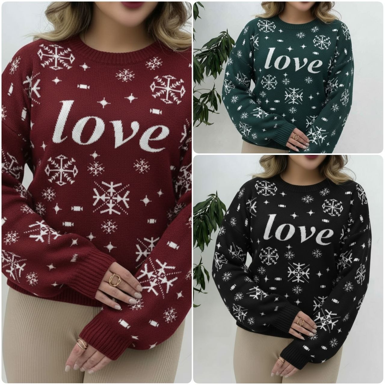 بلوز بافت Love  : بافت گرم بالا فشرده  💞زرشکی, کله غازی, مشکی, نوک مدادی زنانه  فری38_44/46