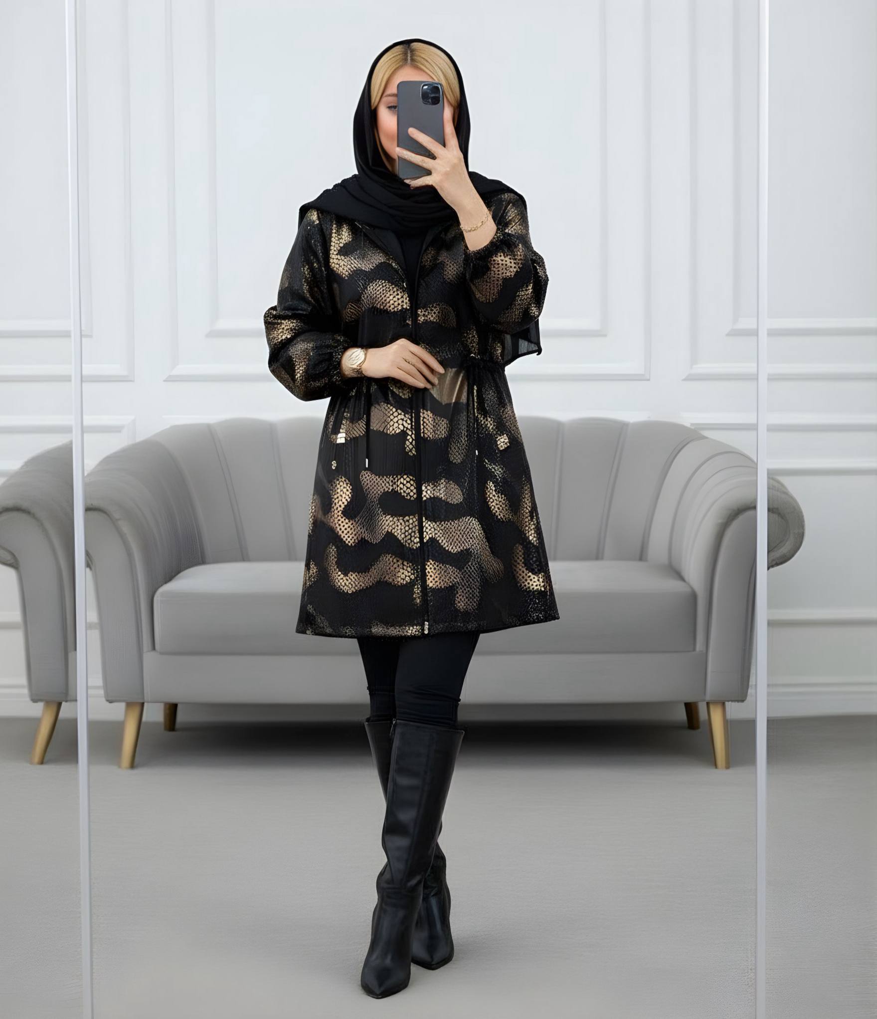 : مانتو سوئیت پوست ماری زنانه سوییت درجه یک مشکی فریسایز
