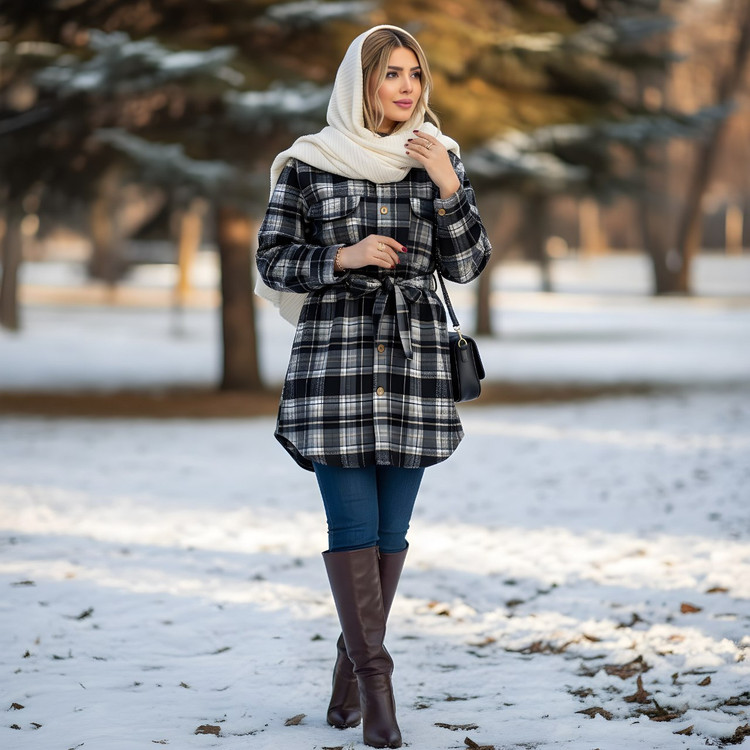 شکت کمربنددارپشمی جنس : پشمی خارجی زنانه رنگ بندی دارد