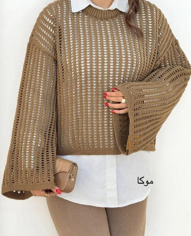 🍁 نام : بلوز زنبوری 🍁جنس : بافت زنبوری رنگ بندی : بنفش, خاکی, دودی, سبز, سفید, شبرنگ, طوسی, مشکی, نسکافه سایز ها : فری 36-46
