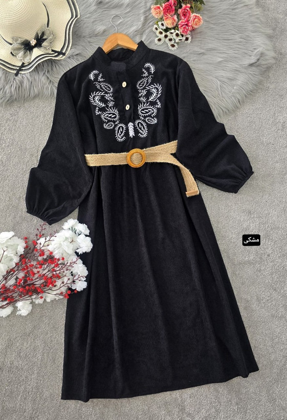 کفتان گلدوزی ترمه مخمل کبریتی ریز زنانه زرشکی, سبزیشمی, سرمه ای, موکا, طوسی, کرم نسکافه ای, مشکی فری سایز