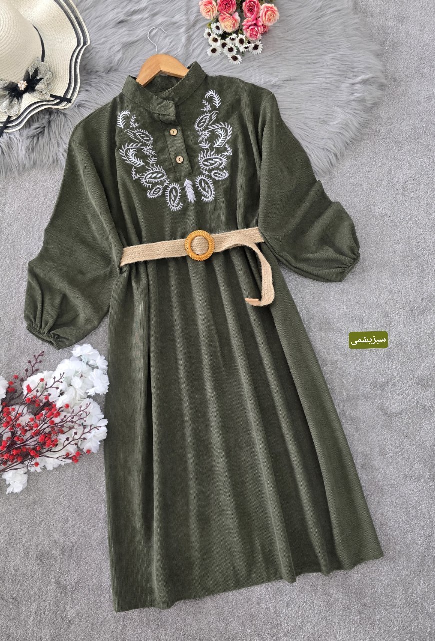 کفتان گلدوزی ترمه مخمل کبریتی ریز زنانه  زرشکی, سبزیشمی, سرمه ای, موکا, طوسی, کرم نسکافه ای, مشکی فری سایز