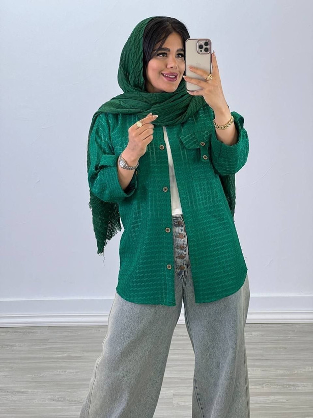 شومیز مانتویی حصیری زنانه: حصیری درجه یک رنگ سبز, سفید, طوسی, مشکی, نسکافه ای سایز فری(38-46)