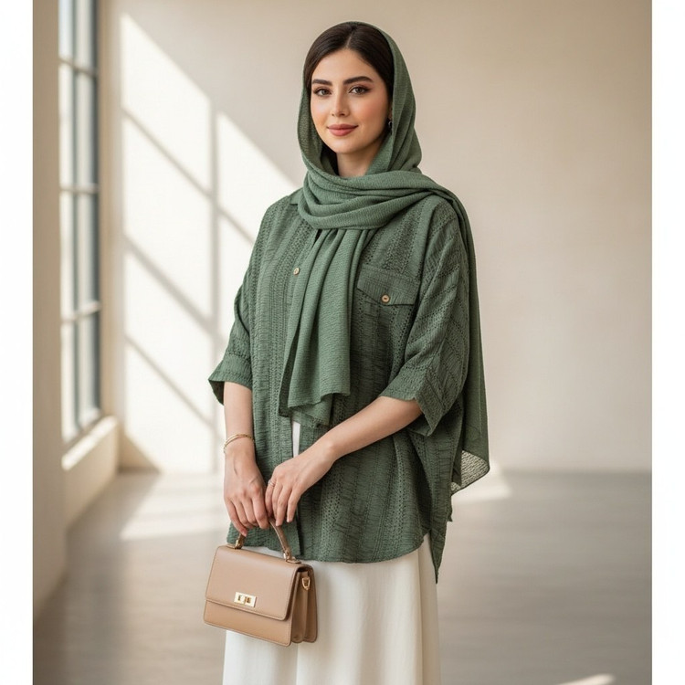 پانچ کوک دوزی جنس : کوک دوزی رنگ بندی : سبز, مشکی, نسکافه ای سایز ها : فری سایز زنانه