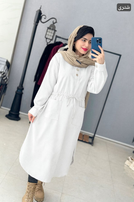 ماکسی مانتویی ترانه جنس : مخمل کبریتی ریز اعلا زنانه سفید : فری ۳۶تا۴۶
