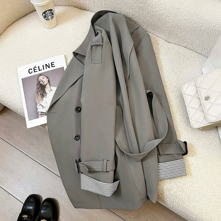 ترنچ کت مهسو 👚جنس : کتان سبز , مشکی , سرمه.ای , طوسی , شتری , : 1 , 2 ,