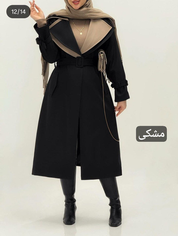 بارونی بلند نیوشا جنس : تی سی استر دار مشکی , نسکافهی , سبز , سرمهی , فری46 ,