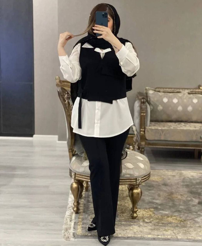 ست سه تیکه پاپیون 💞جنس : شانتون شومیز داکرون آبی, سبز,طوسی, کرم, نسکافه ای فری سایز زنانه