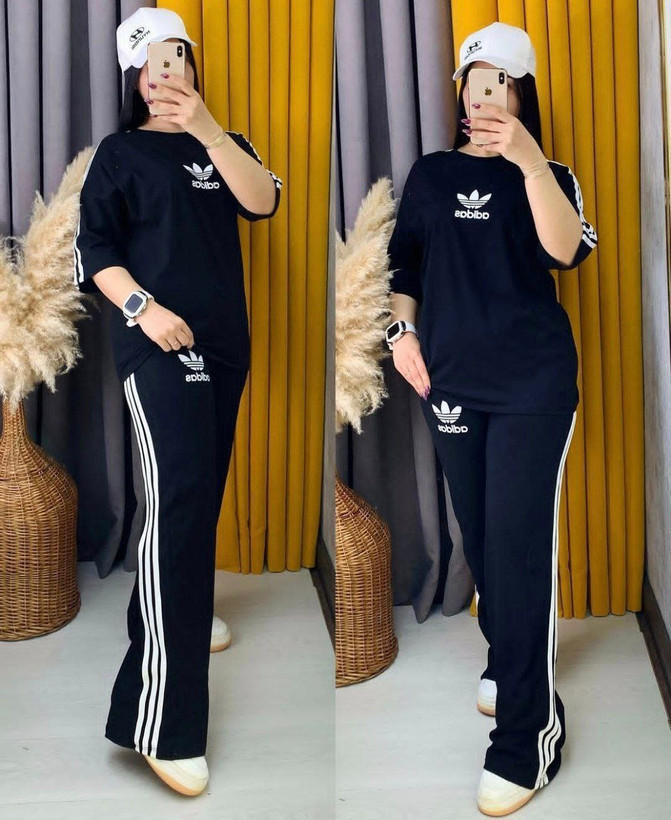 تیشرت و شلوار آدنیس 💞جنس : اسپان پنبه باکیفیت بنتون, زرشکی, صورتی, نسکافه ای روشن زنانه فری سایز