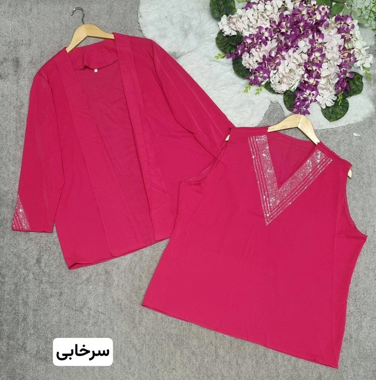شومیز دوتیکه ماهرو جنس: الیزه درجه1 سایز5 - سایز6 سرخابی - سفید - مشکی - نسکافه - کاربنی - کرمی زنانه