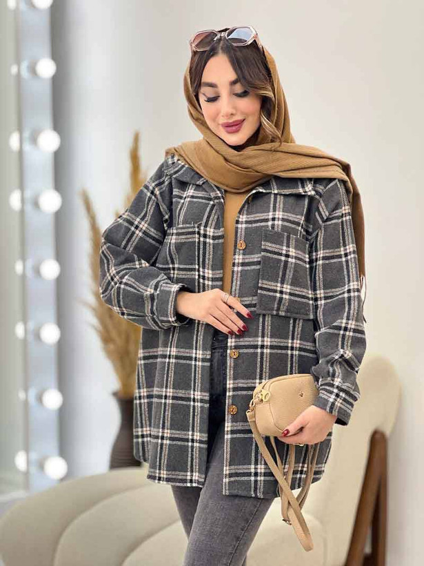 شکت چهارخونه مهسا چهارخونه پشمی سپاهان زنانه فری سایز رنگ بندی دارد