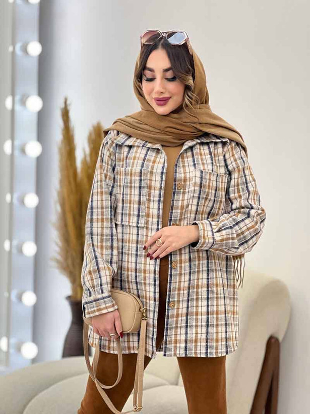 شکت چهارخونه مهسا چهارخونه پشمی سپاهان زنانه فری سایز رنگ بندی دارد
