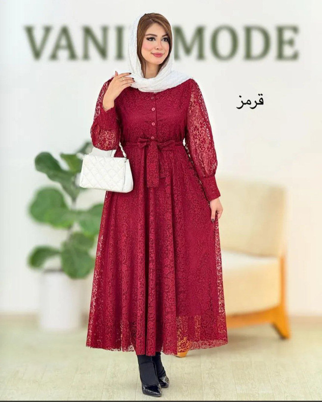 پیراهن گیپور مهلا جنس : گیپور مشکی , سورمعی , سبز , قرمز , کرم , زنانه فری سایز