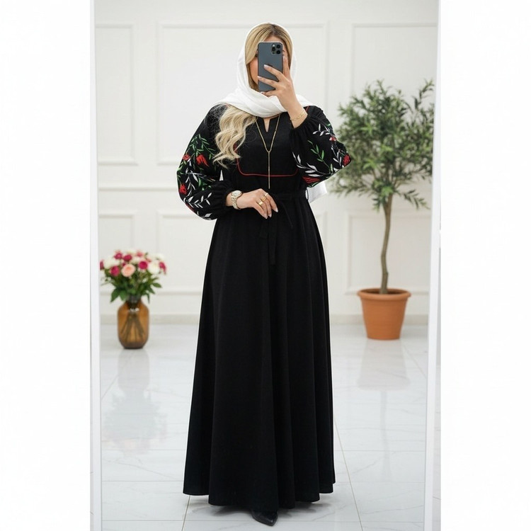 کفتان گلدوزی نازگل جنس : مخمل کبریتی ریز زرشکی, سبزیشمی, سرمه ای, طوسی, کرم, مشکی, موکا فری سایز زنانه
