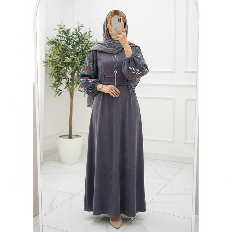 کفتان گلدوزی نازگل جنس : مخمل کبریتی ریز زرشکی, سبزیشمی, سرمه ای, طوسی, کرم, مشکی, موکا فری سایز زنانه