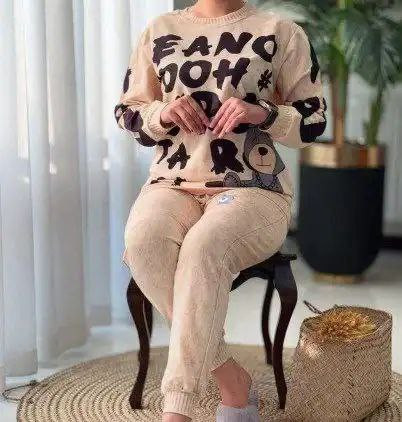 : ست بلوز شلوار سنگشور آدانا جنس : گلکسی نخ پنبه با کیفیت شیری, صورتی, طوسی, کرم, یاسی فری سایز زنانه دخترانه