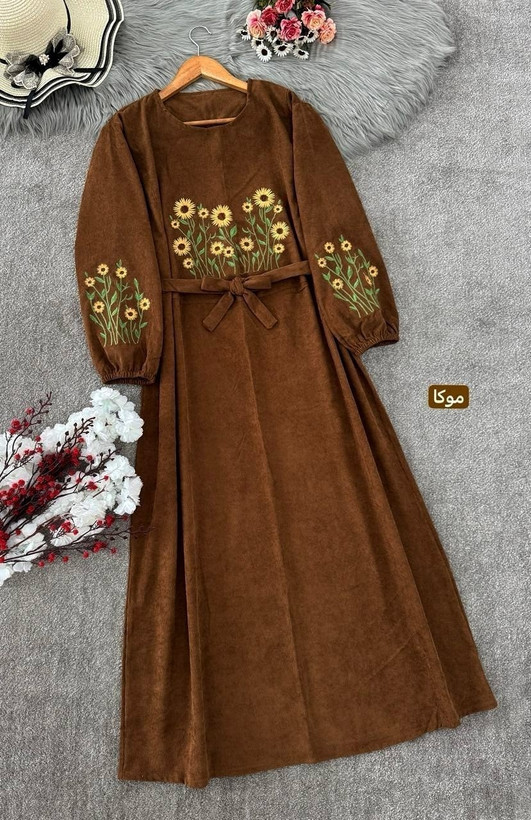 کفتان گلدوزی اروشا پاییزه جنس : مخمل کبریتی و گلدوزی دونه اناری, سبزیشمی تیره, سرمه ای, طوسی, کرم نسکافه ای, شکی, موکا