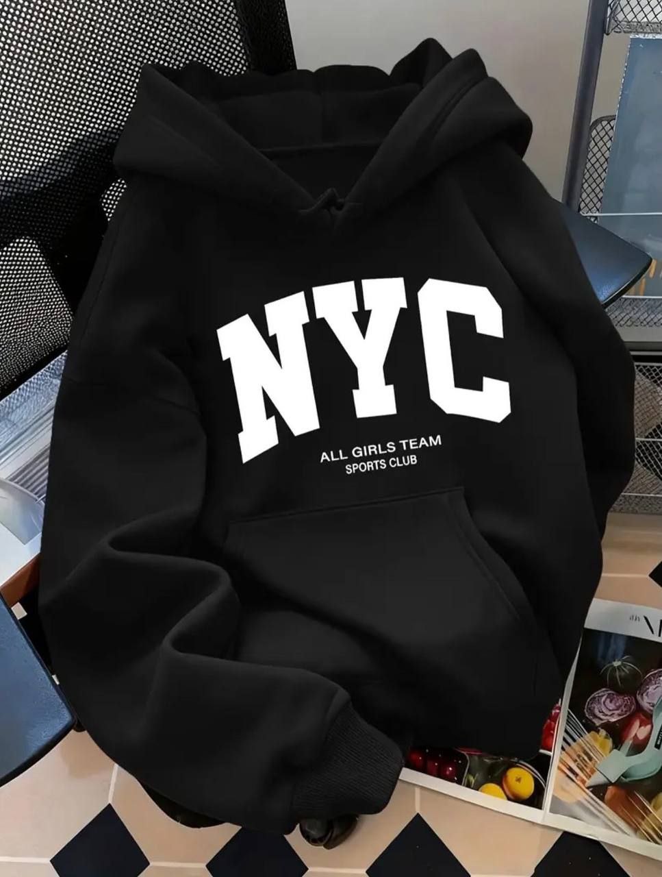 هودی NYC جنس-پنبه اسپان تو کرکی  مشکی . طوسی . سفید فیری سایز 36تا42