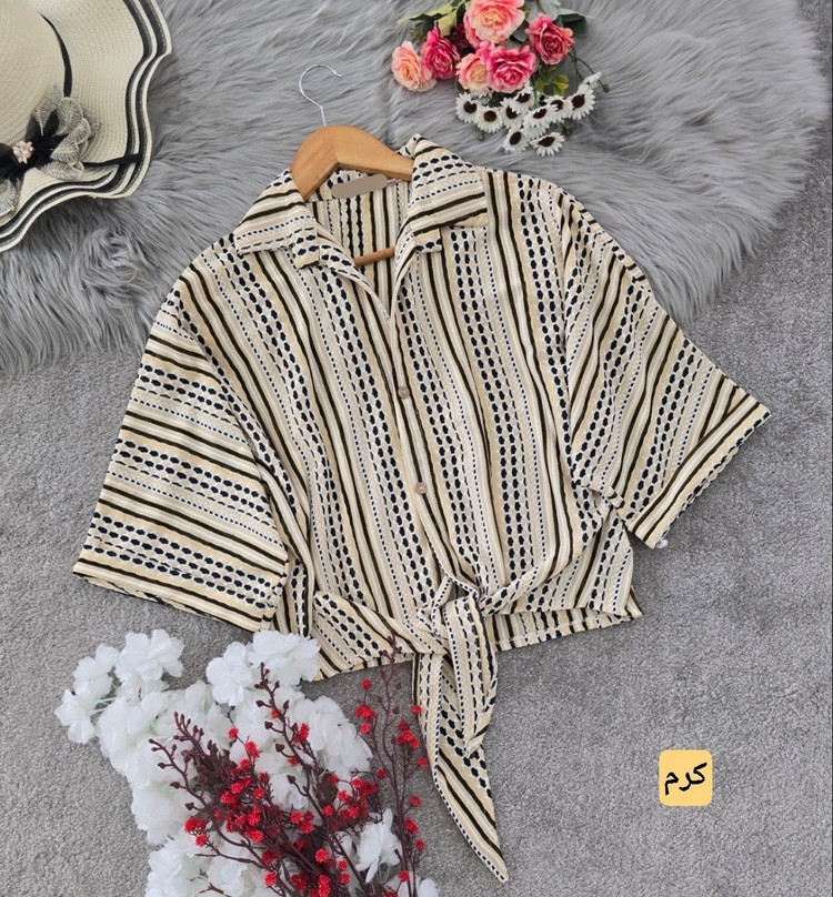 شومیز گره ای مهسا جنس : ژاکارد سبز روشن, سبزتیره, سرمه ای, طوسی, کرم فری سایز زنانه