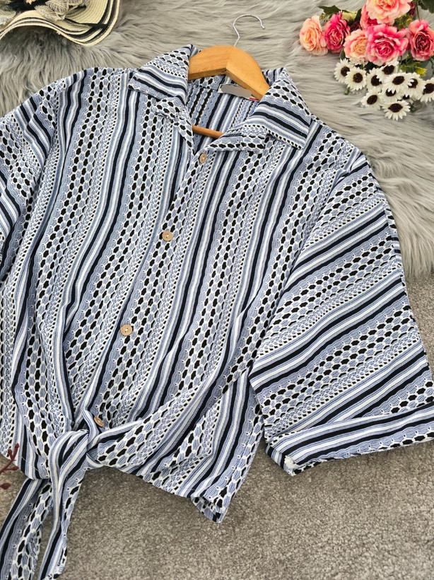 شومیز گره ای مهسا جنس : ژاکارد سبز روشن, سبزتیره, سرمه ای, طوسی, کرم فری سایز زنانه