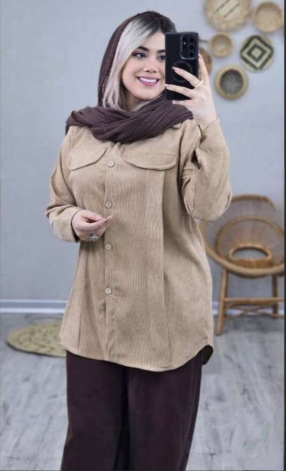 مانتو کبریتی ترلان  جنس : مخمل کبریتی ریز کرم زنانه