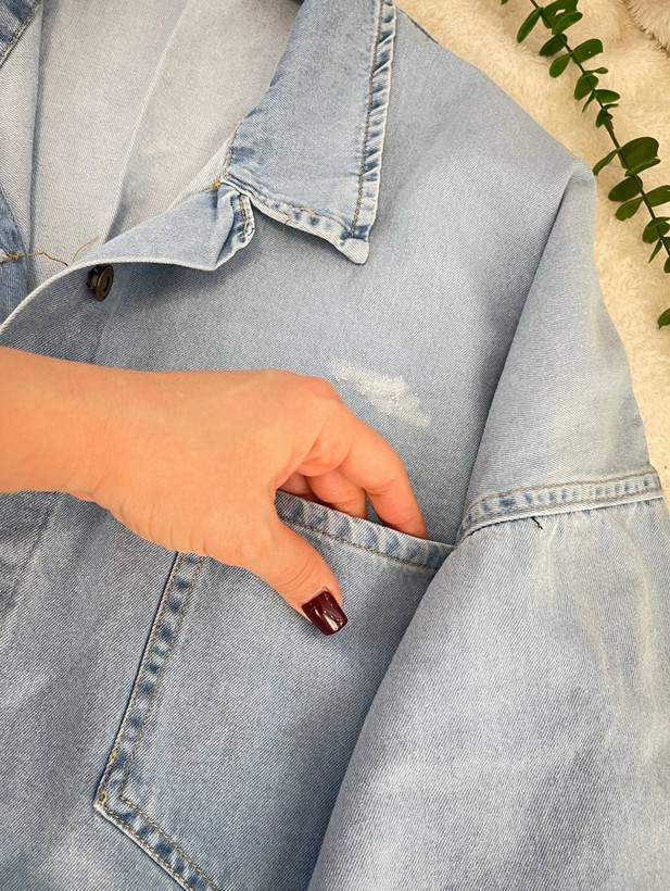 شومیز جین jean جنس : جین ضخیم ابی تیره, ابی متوسط, دریایی, یخی فری سایز زنانه