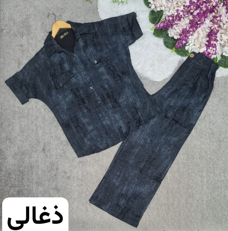 : ست فرنیکا جنس: گازوئیلی درجه1 خنک و سبک ابی - استخونی - ذغالی - سورمه - طوسی - نسکافه فری سایز زنانه