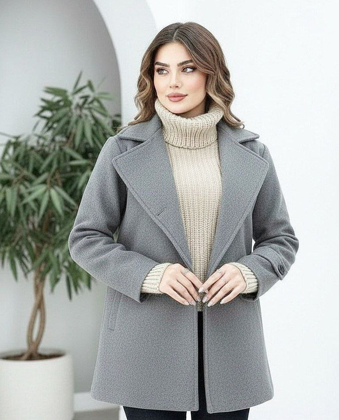 پالتو کتی ونوس جنس : موهر پشمی :طوسی, مشکی,دودی,کرم نخودی فری سایز زنانه