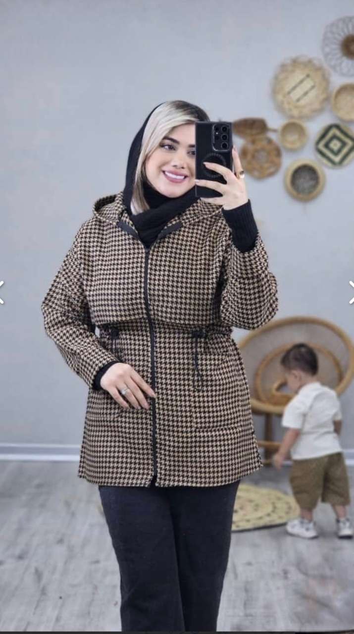 مانتو کمرگت نیوشا  تافته پیچازی ضخیم  خاکستری, سفیدمشکی, قهوه ای, نسکافه ای, کرم  سایز دو , سایز یک زنانه