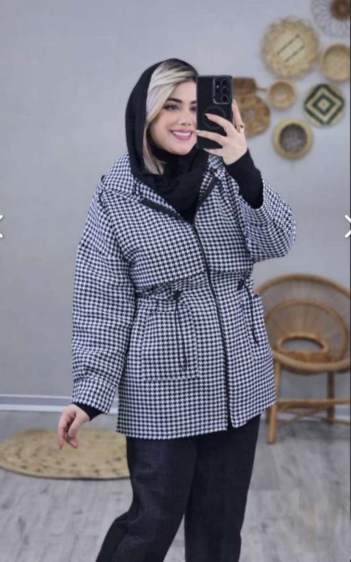 مانتو کمرگت نیوشا تافته پیچازی ضخیم خاکستری, سفیدمشکی, قهوه ای, نسکافه ای, کرم سایز دو , سایز یک زنانه