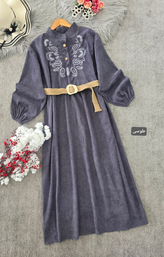 کفتان گلدوزی ترمه جنس : مخمل کبریتی ریز سبزیشمی, سرمه ای, طوسی, کرم نسکافه ای, مشکی, موکا فری سایز زنانه
