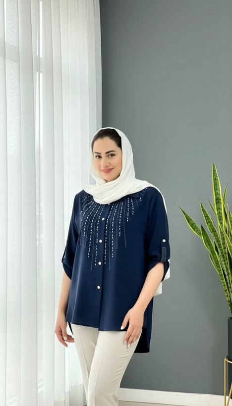 شومیز جواهر جنس: الیزه درجه1 زرشکی - سبز - سورمه - مشکی : سایز1 - سایز2 - سایز3 - سایز4 زنانه