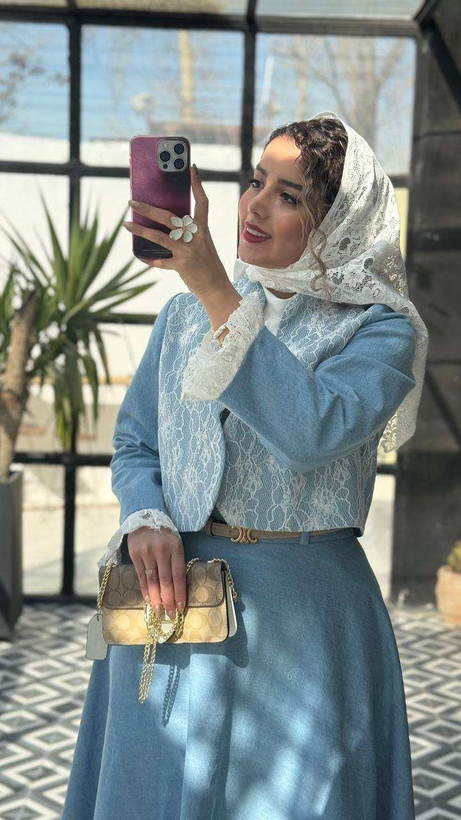 کت دامن لاکچری میجان جنس : جین کاغذی و تور تک رنگ فری سایز